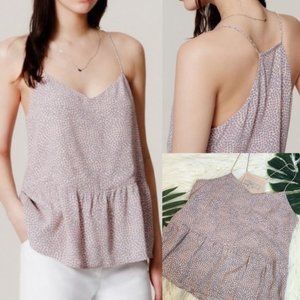 LOFT Pink Polka Dot Peplum Tank - S